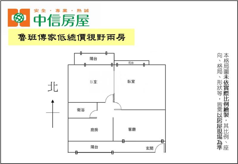 魯班傳家低總價視野兩房房屋室內格局與周邊環境