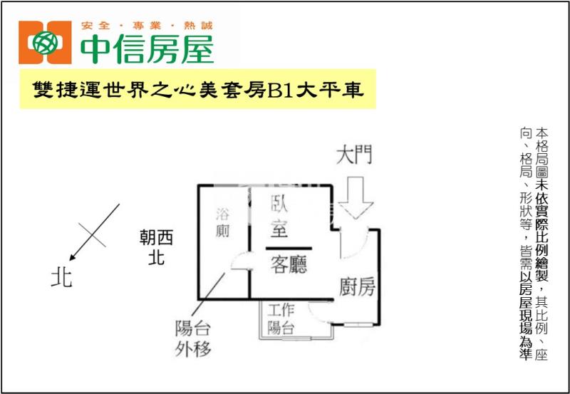雙捷運世界之心美套房B1大平車房屋室內格局與周邊環境