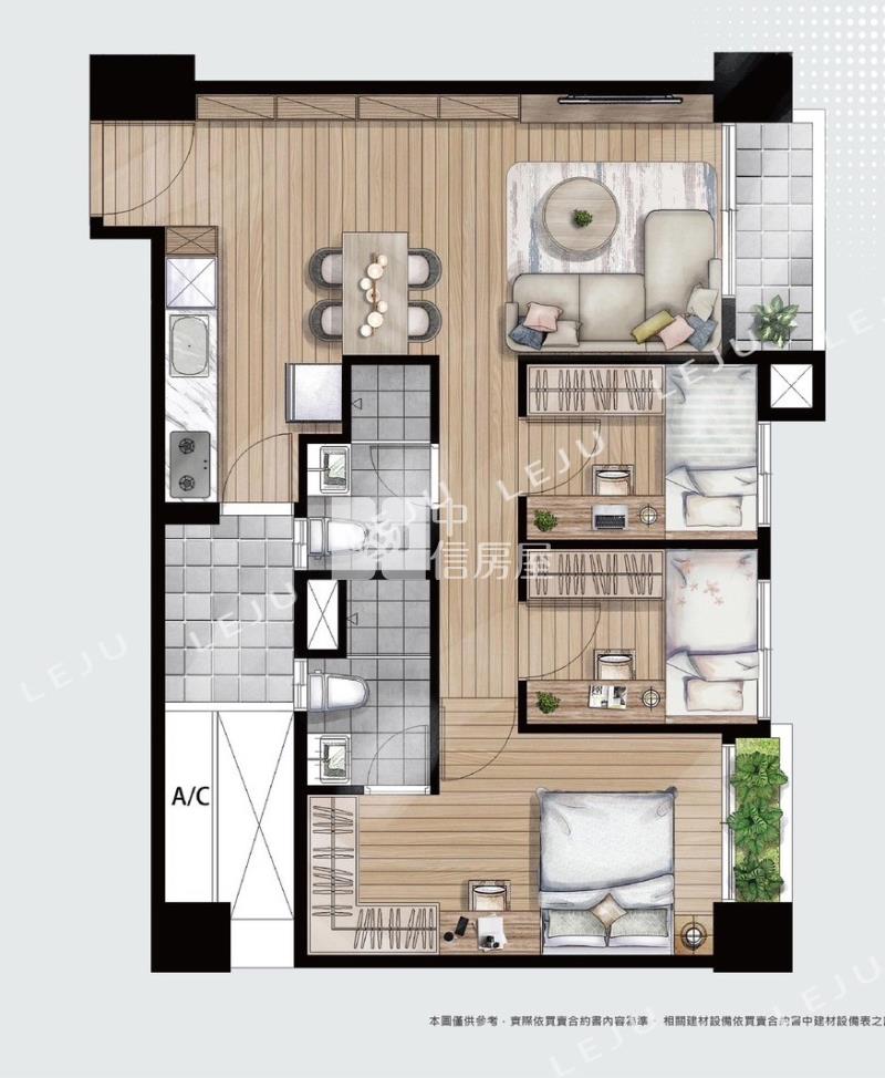 A20綻景觀邊間三房車房屋室內格局與周邊環境