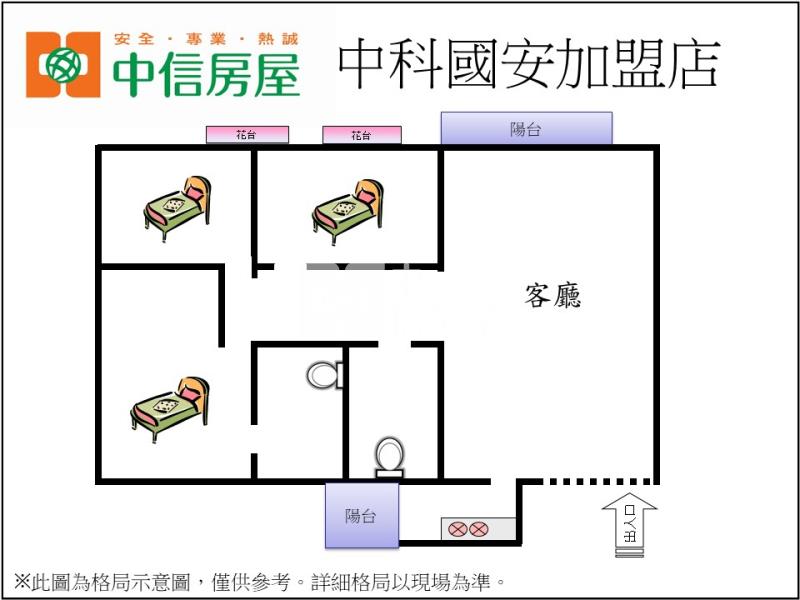 國宅美景大3房房屋室內格局與周邊環境
