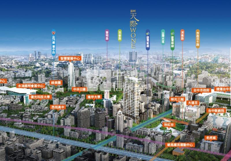 富旺天際W-ONE臺灣大道全新角店房屋室內格局與周邊環境