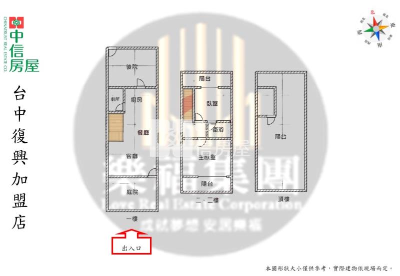 北勢商圈前後臨路車庫美別墅房屋室內格局與周邊環境