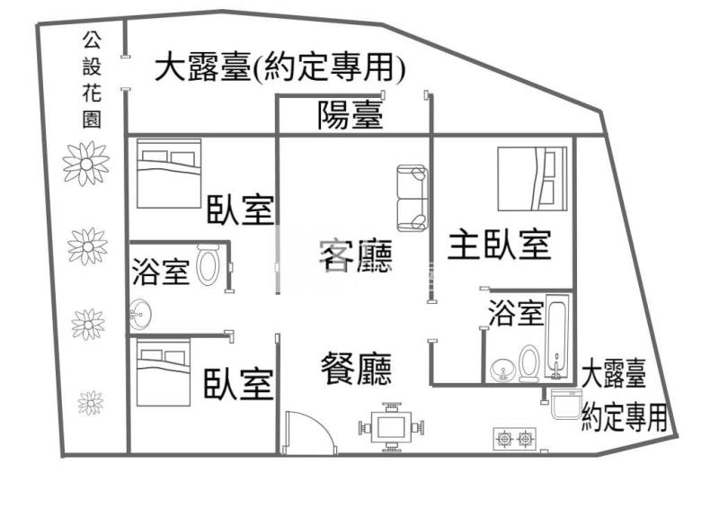 平鎮南勢挑高一樓花園三房車房屋室內格局與周邊環境