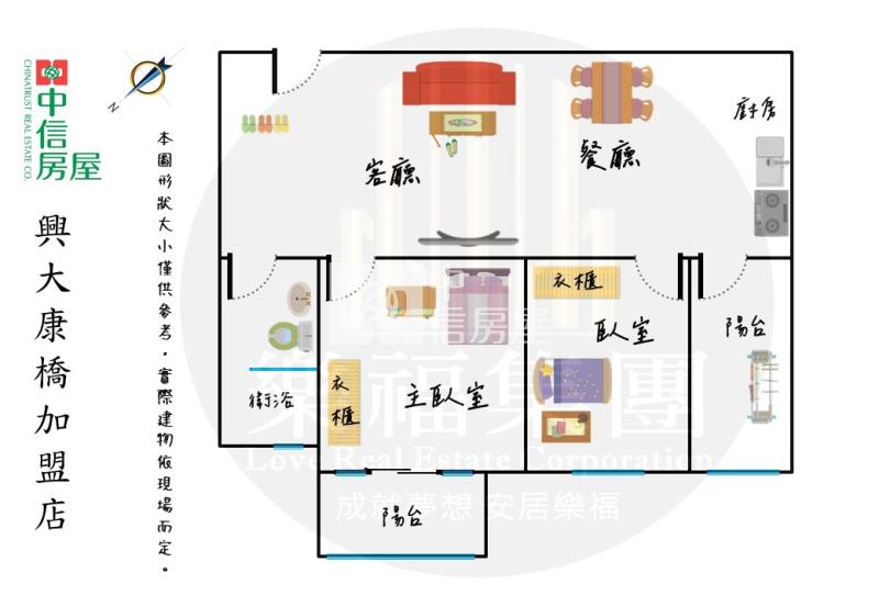 三井Outlet捷運藍線全新屋況大兩房大平車雙陽 台房屋室內格局與周邊環境