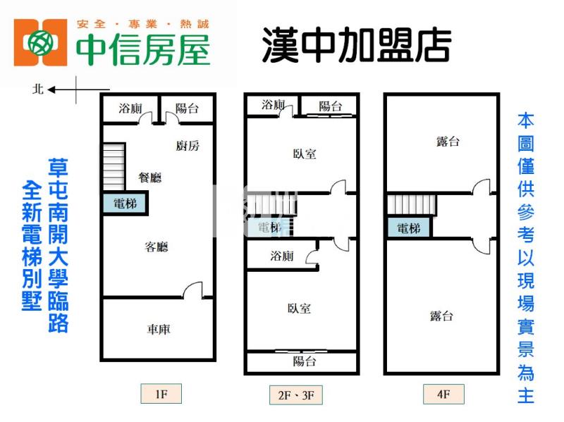 草屯南開大學臨路全新電梯別墅B房屋室內格局與周邊環境