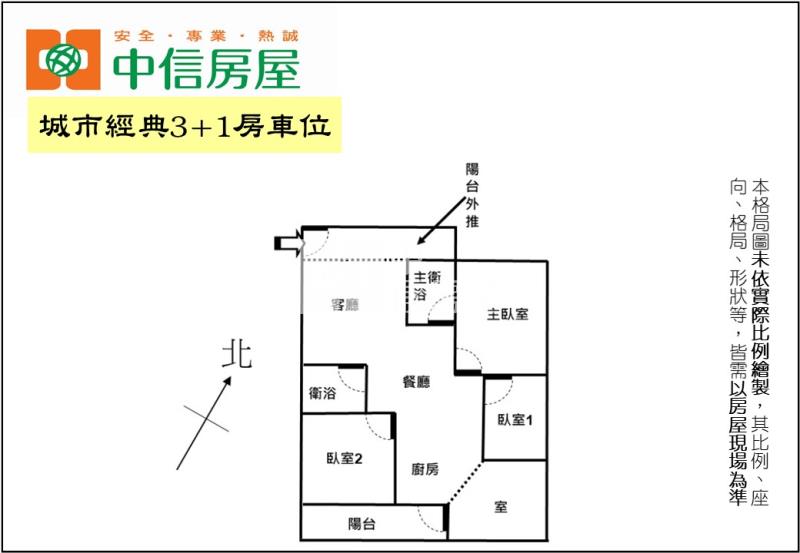 城市經典3+1房車位房屋室內格局與周邊環境