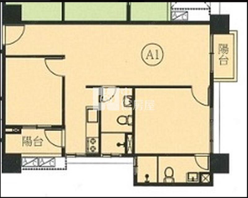 草漯市區漂亮樓層雙衛浴開窗大2房房屋室內格局與周邊環境