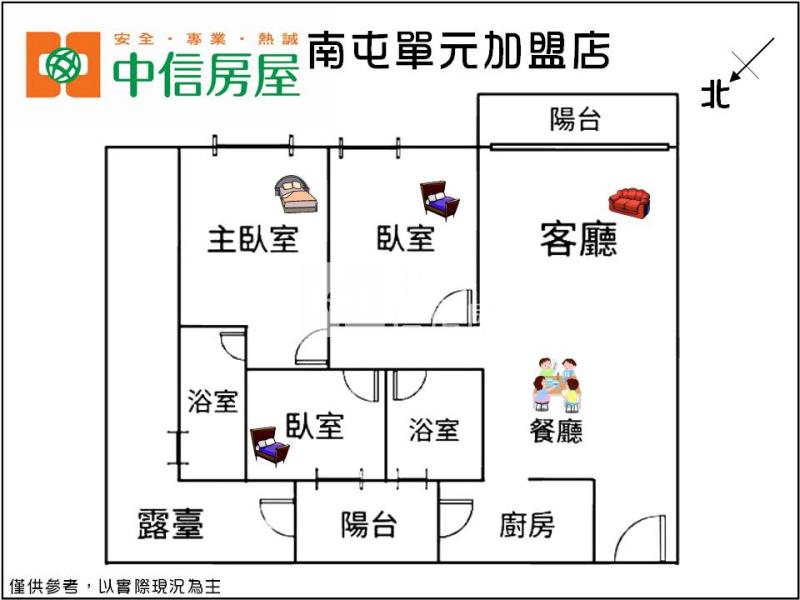 中山醫前棟樹梢戶三房平車房屋室內格局與周邊環境
