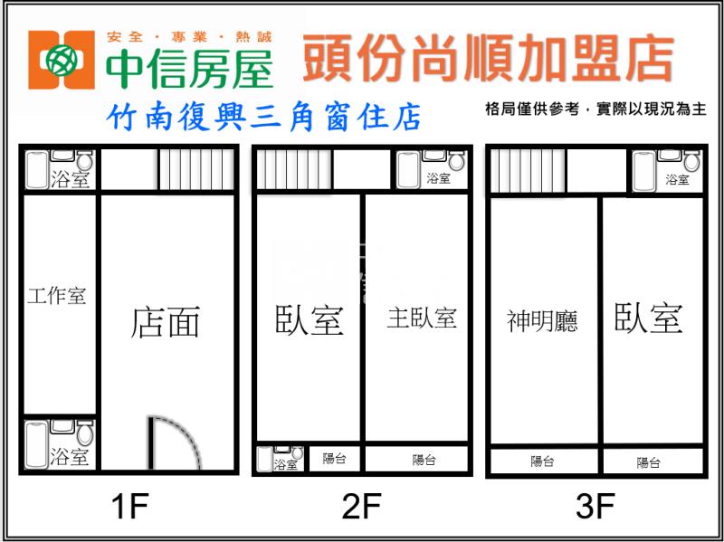 竹南復興三角窗住店房屋室內格局與周邊環境