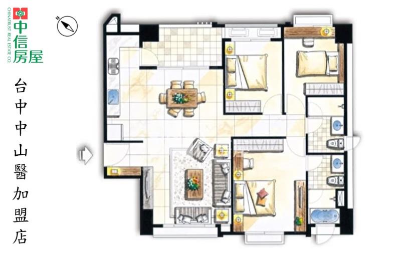 烏日林新醫院旁高樓層大三房平車房屋室內格局與周邊環境