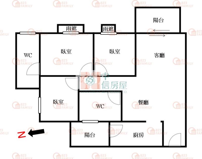 高樓景觀溫馨三房雙衛開窗通風好屋況新穎可直接入住(專)房屋室內格局與周邊環境