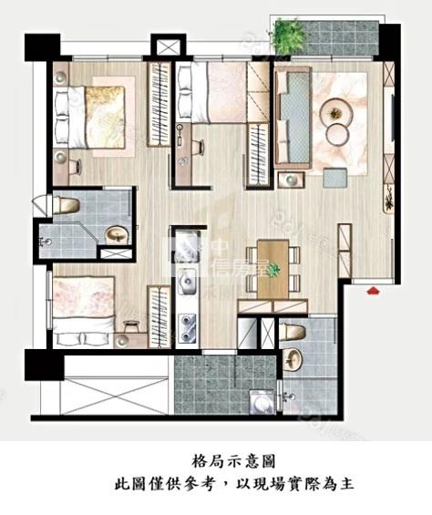 【玖禾】鄰近龍岡雙大公園3房車房屋室內格局與周邊環境