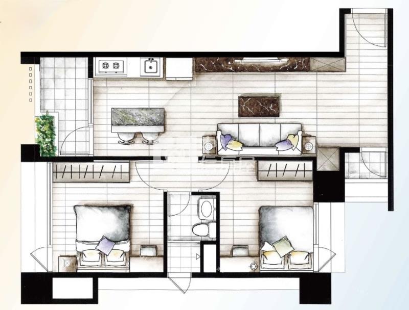 過嶺重劃旁景觀兩房車房屋室內格局與周邊環境