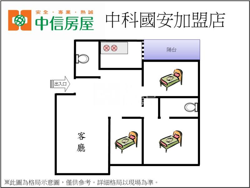 專賣藍海美三房平車房屋室內格局與周邊環境