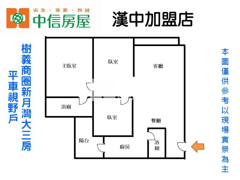 樹義商圈新月灣大三房平車視野戶房屋室內格局與周邊環境