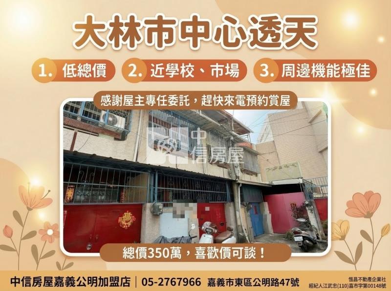 大林市中心低總價透天房屋室內格局與周邊環境