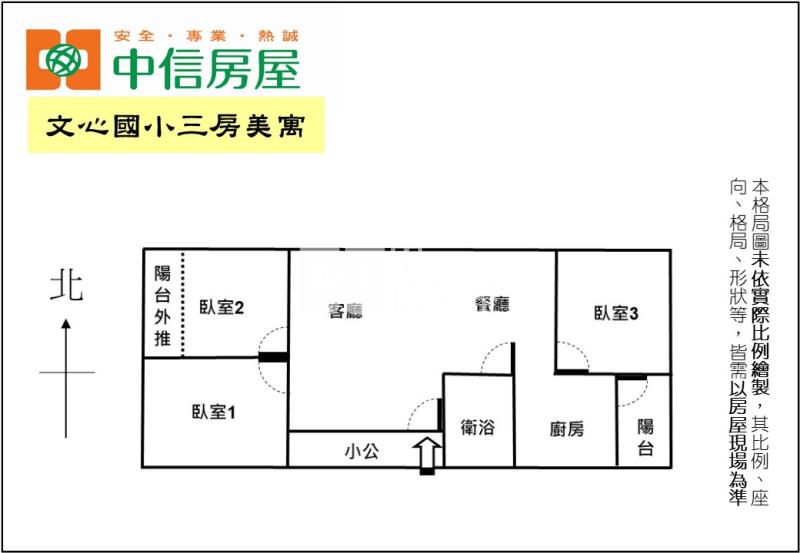 文心國小三房美寓房屋室內格局與周邊環境