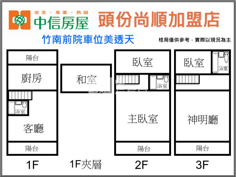 竹南前院車位美透天房屋室內格局與周邊環境