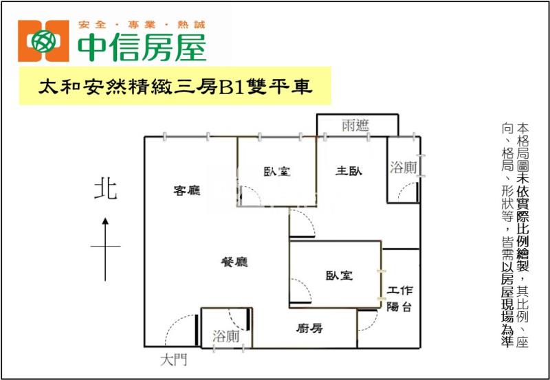太和安然精緻三房B1雙平車（專任）房屋室內格局與周邊環境