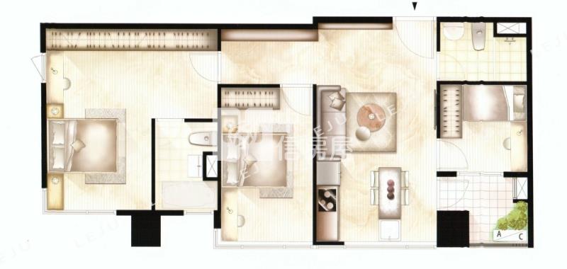 青埔新森活邊間三房雙車位房屋室內格局與周邊環境