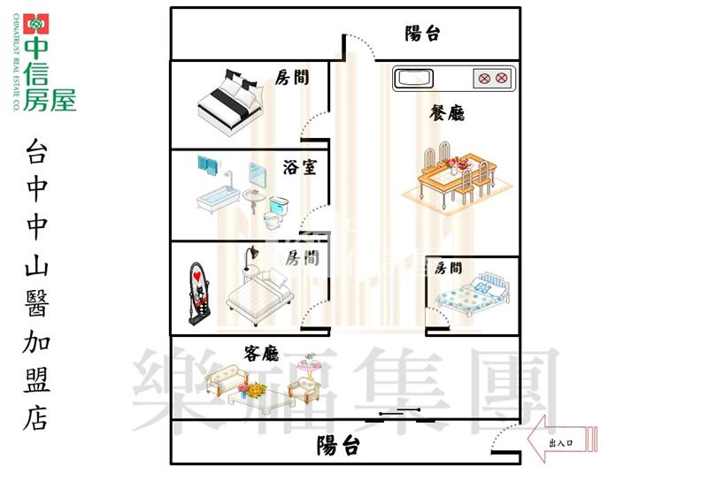 一中&中友百貨極品稀有2樓公寓房屋室內格局與周邊環境
