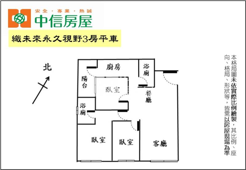 織未來永久視野3房平車(專任)房屋室內格局與周邊環境