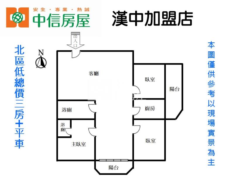 北區低總價三房+平車房屋室內格局與周邊環境