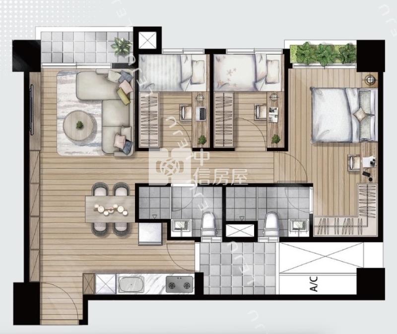 近A20捷運面公園全新景觀三房車房屋室內格局與周邊環境