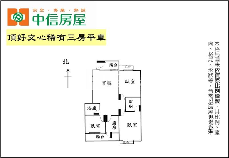 頂好文心稀有三房平車房屋室內格局與周邊環境