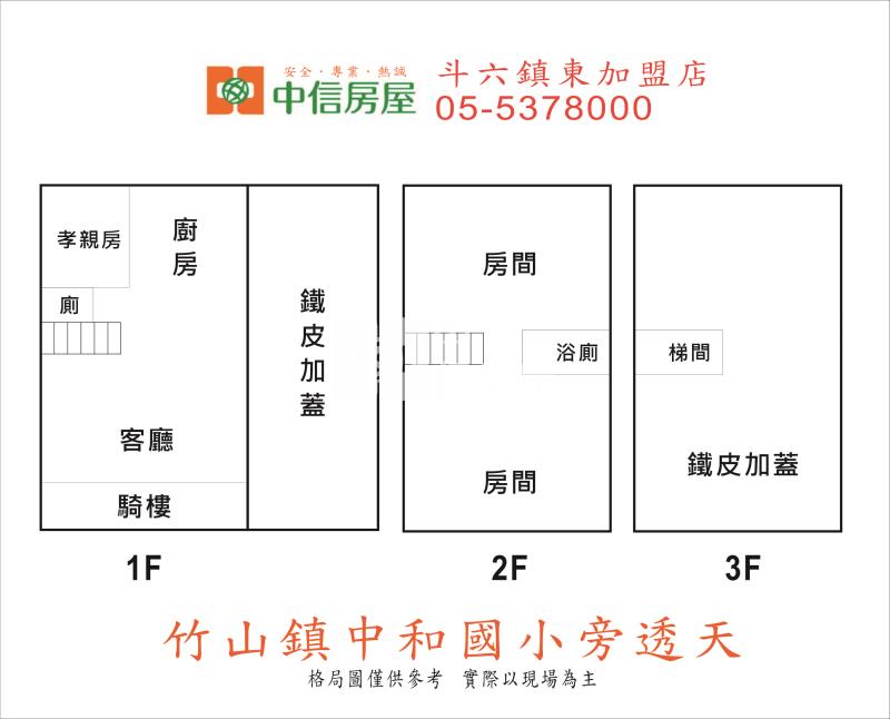 竹山鎮中和國小旁透天房屋室內格局與周邊環境