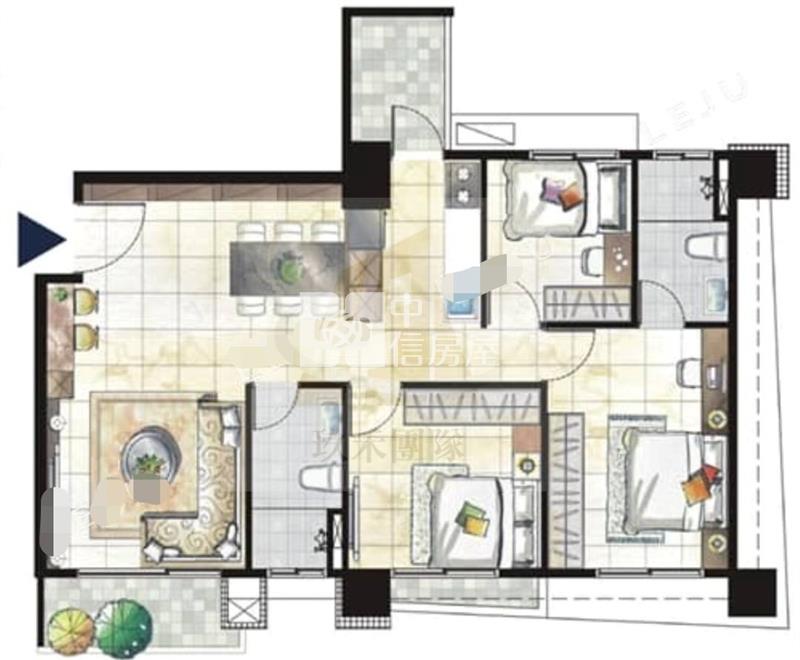 【玖禾】近青埔岡崎城三面採光雙衛景觀三房車房屋室內格局與周邊環境