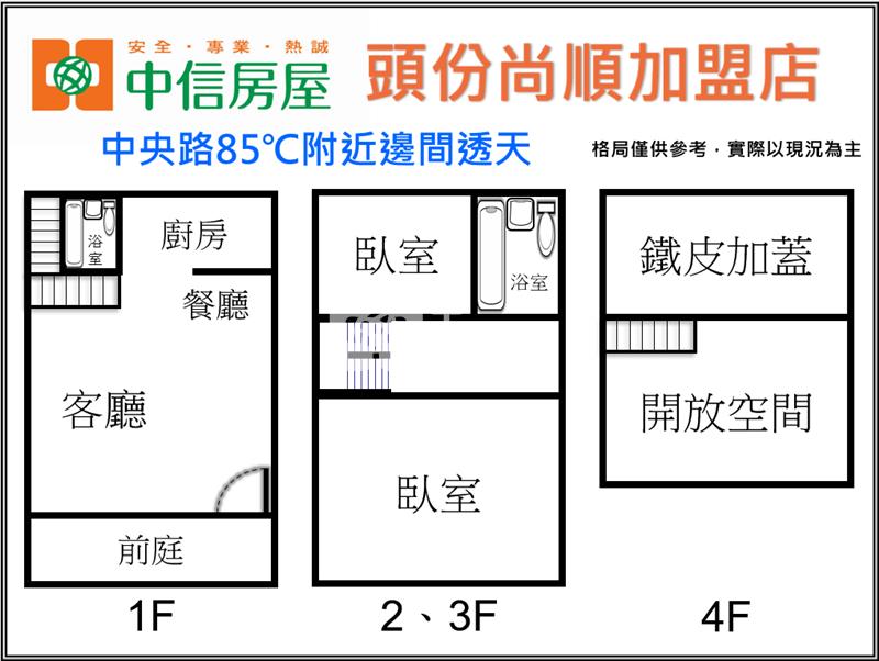 中央路85℃附近邊間透天房屋室內格局與周邊環境