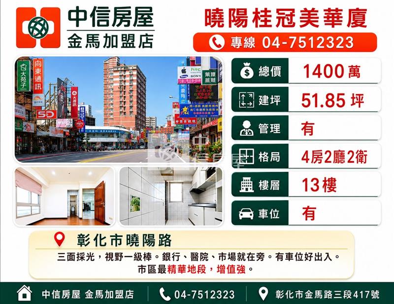 曉陽桂冠美華廈房屋室內格局與周邊環境