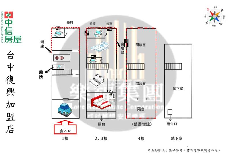 清水中山商圈前後臨路懷舊透天房屋室內格局與周邊環境