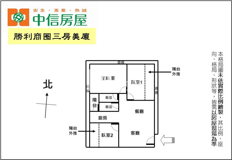勝利商圈三房美廈房屋室內格局與周邊環境