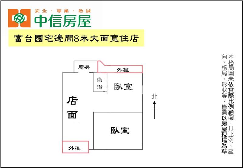 富台國宅邊間8米大面寬住店房屋室內格局與周邊環境