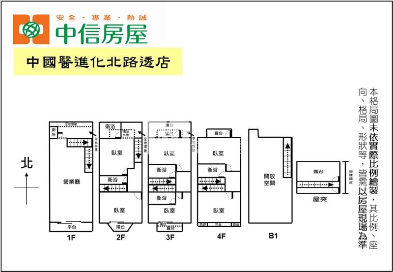 中國醫進化北路透店房屋室內格局與周邊環境