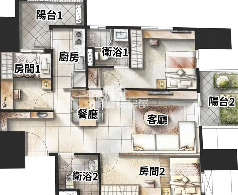 漢神巨蛋*農十六*邊間雙面採光*3房+平車房屋室內格局與周邊環境
