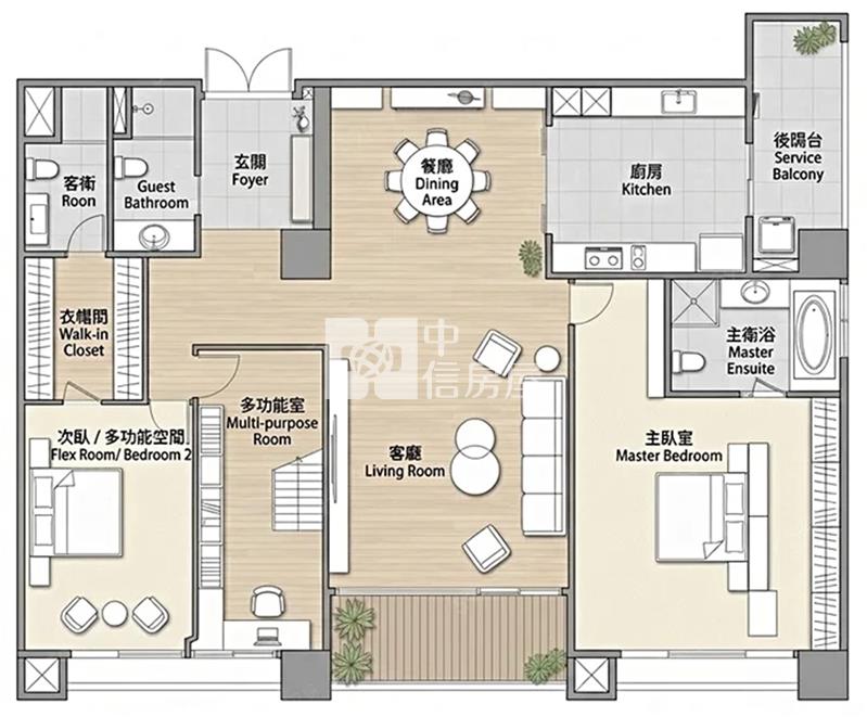 中悅悅軒三房車房屋室內格局與周邊環境
