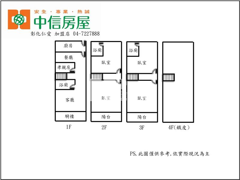 自強路靜巷透天房屋室內格局與周邊環境