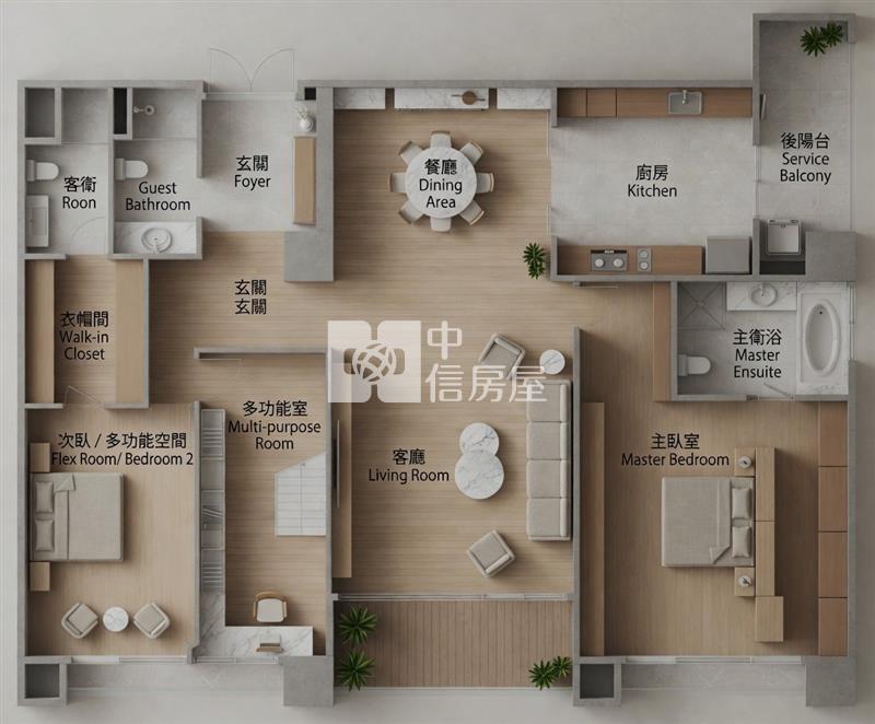 中悅悅軒三房車房屋室內格局與周邊環境