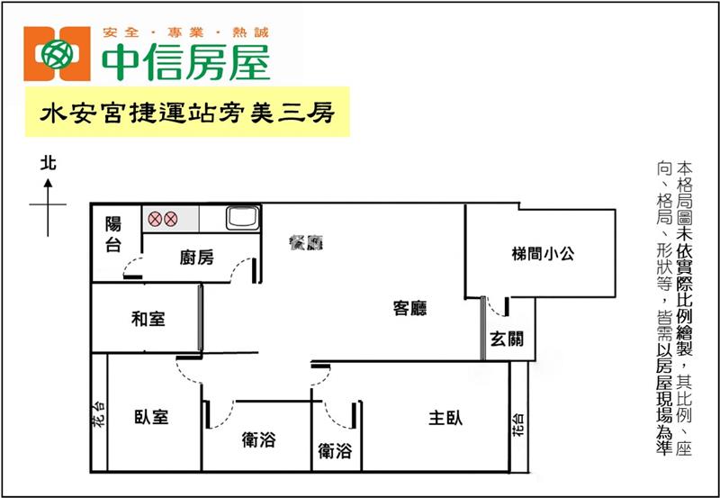 水安宮捷運站旁美三房房屋室內格局與周邊環境