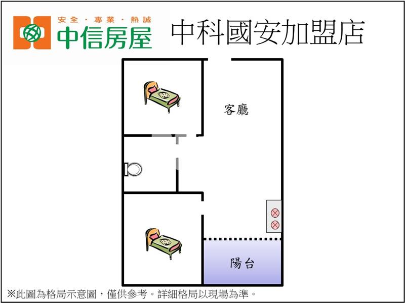 西屯中科國安一路新杜拜朝南2房房屋室內格局與周邊環境