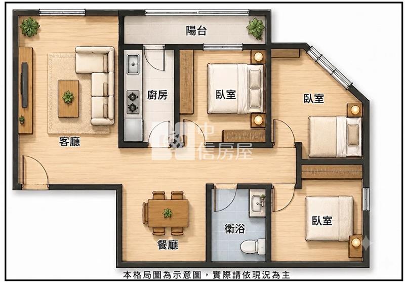 【神馬】內壢高中旁鴻福大街C區美三房房屋室內格局與周邊環境