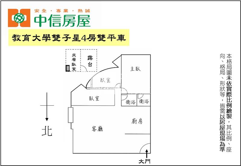 教育大學雙子星4房雙平車房屋室內格局與周邊環境