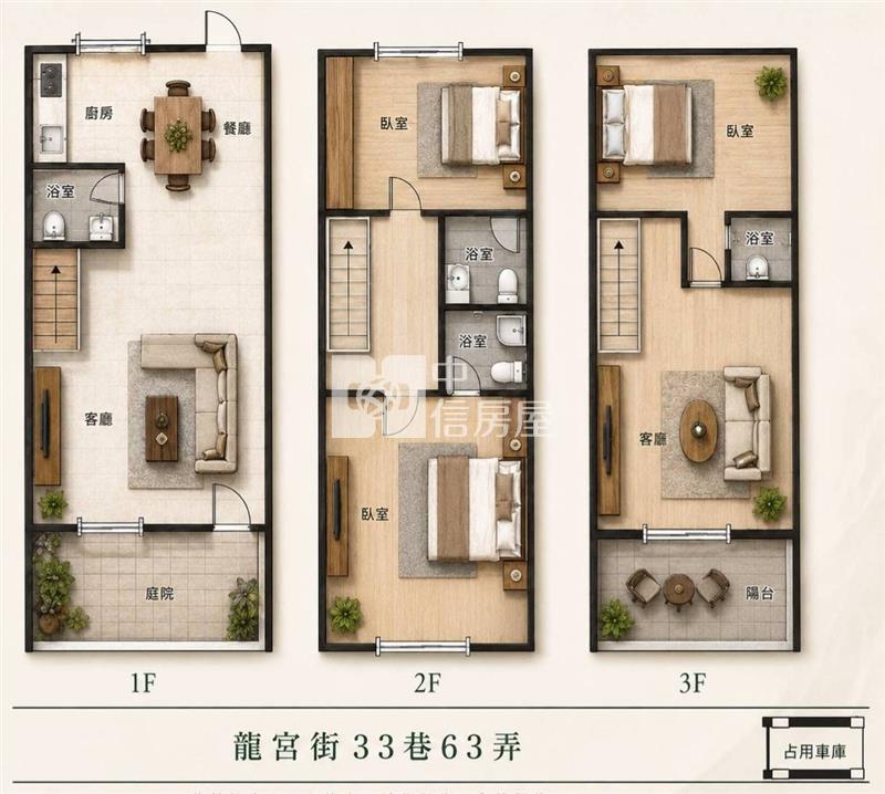 忠貞/龍宮街翻新庭院停車透天房屋室內格局與周邊環境