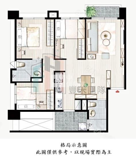【豐禾】鄰近龍岡雙大公園3房車房屋室內格局與周邊環境