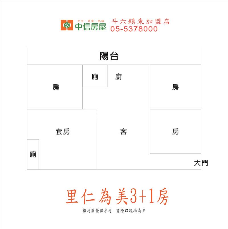 里仁為美3+1房房屋室內格局與周邊環境
