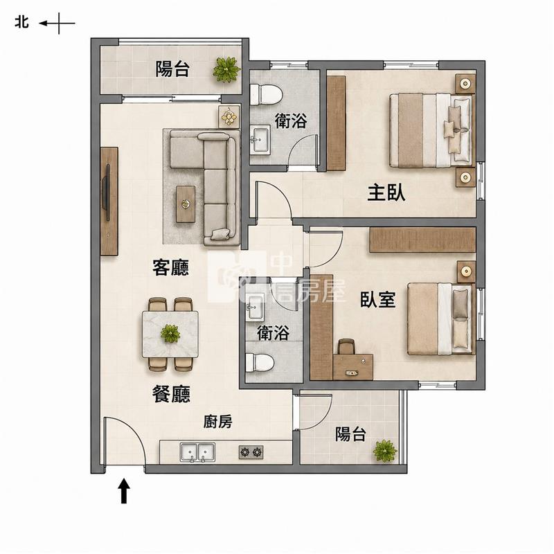 永康大灣花漾景觀2房平車房屋室內格局與周邊環境
