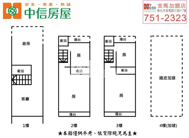 彰基磐石明亮透天房屋室內格局與周邊環境